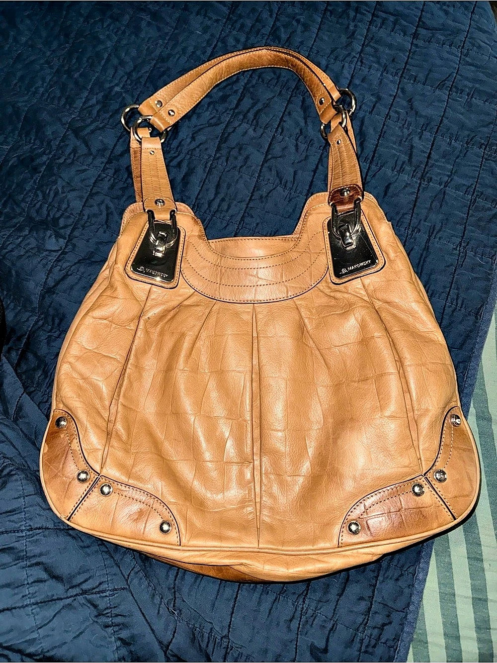B. Makowsky Brown Leather-Look Hobo Bag